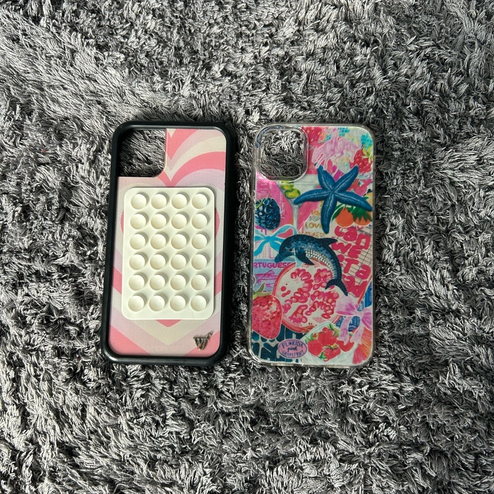 Pink Dual-Tone and Floral Hard Shell Phone Cases